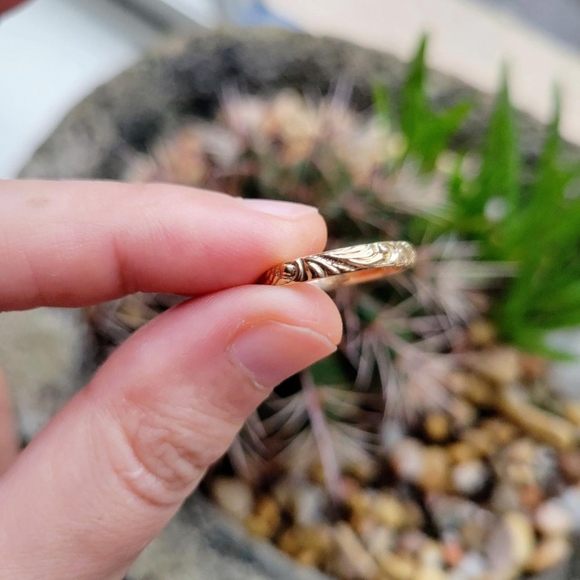Solid 10K Handmade Ornate Edwardian Style Ring Band, size 6 - Picture 9 of 13